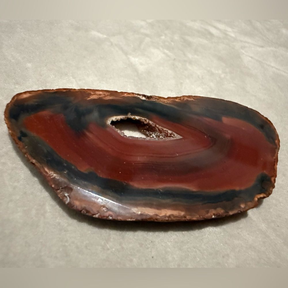 Polished Agate Slice – Natural Crystal Geode with Red & Black Bands - Picture 14 of 17